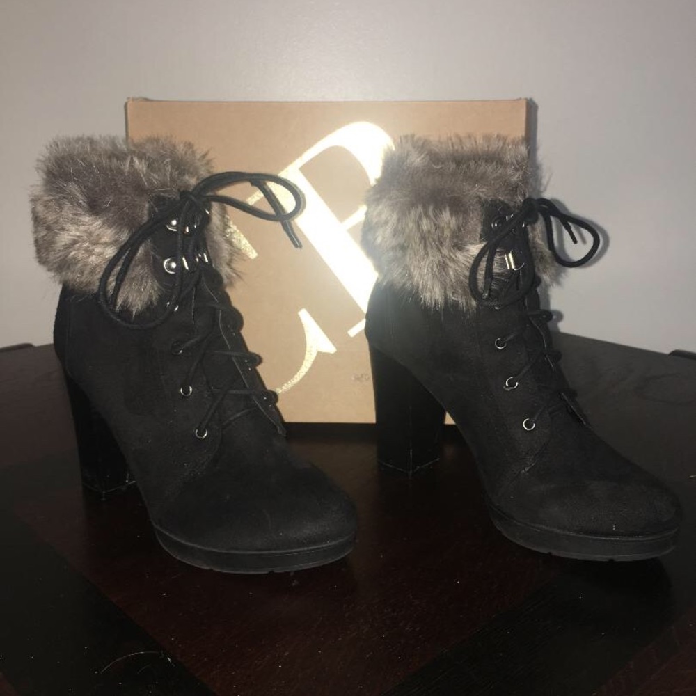 Charlotte Russe fur heeled boot